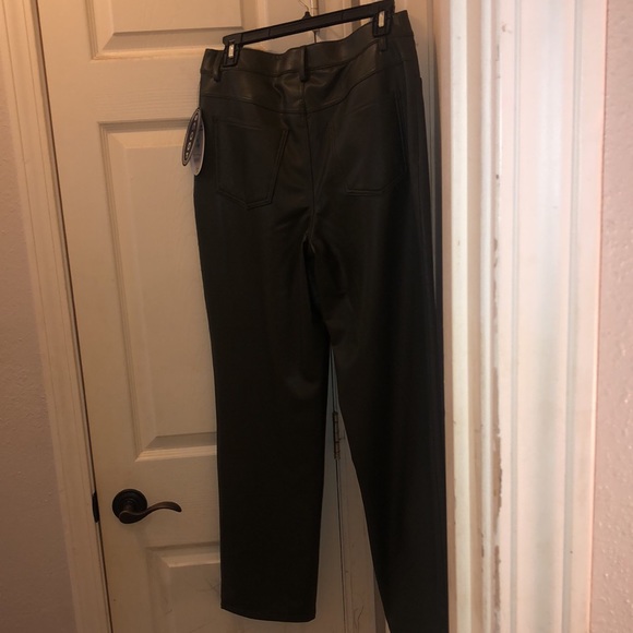 Green Faux Leather Pants - Picture 3 of 15